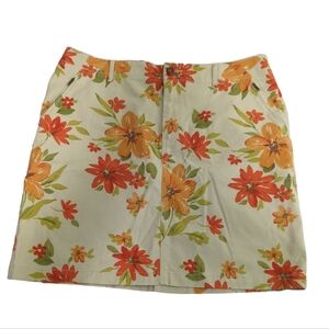 Eddie Bauer stretch skirt, khaki with flowers, floral, women's size 16